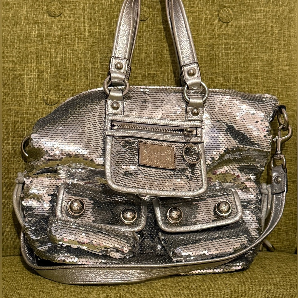 Coach Poppy Starlight Bag Silver Sequin